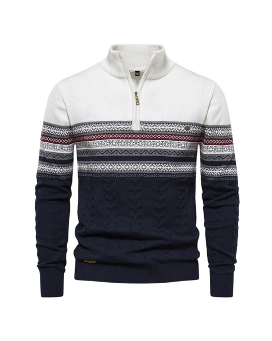 Maglione con zip in cotone “Frederico” con motivo